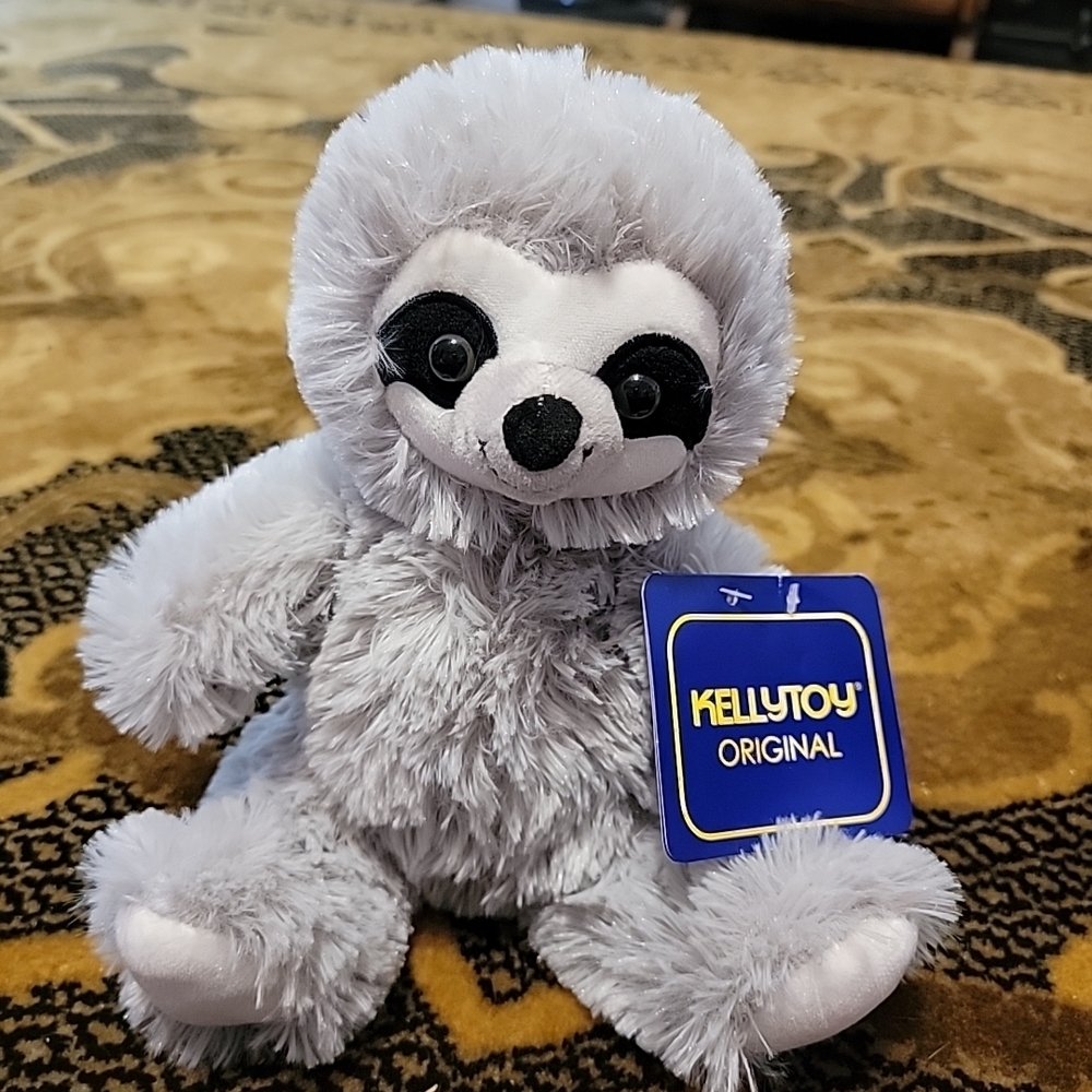NWT Kellytoy Original 8" Sitting Promo Gray Sloth Soft Plush Stuffed Animal